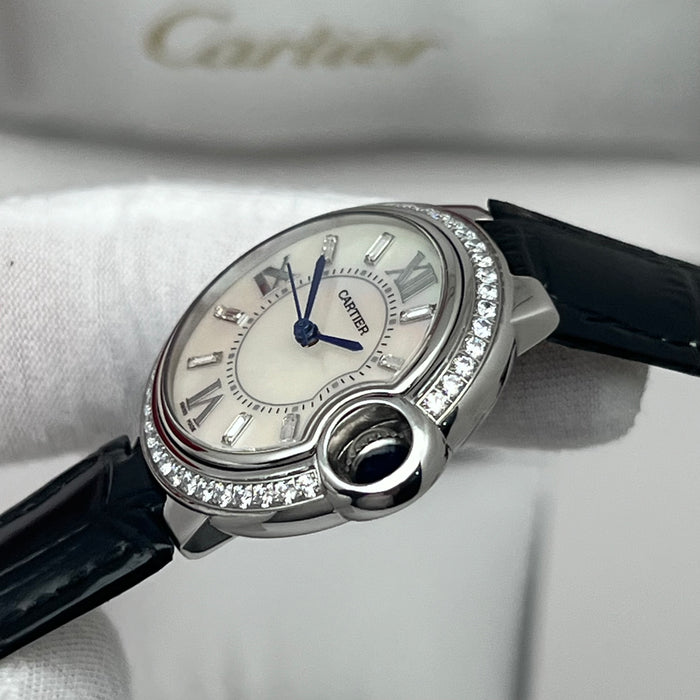 Cartier Ballon Bleu Style Diamond Bezel Gold Watch 33MM