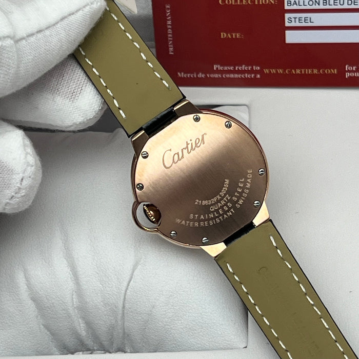 Cartier Ballon Bleu Style Diamond Bezel Gold Watch 33MM