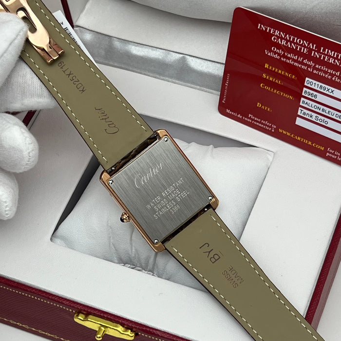 Cartier Tank Style Rose Gold Watch 31MM – Brown Crocodile Leather Strap