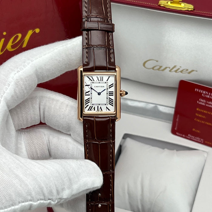 Cartier Tank Must Rose Gold Brown Leather Strap – Swiss Quartz Luxury Watch