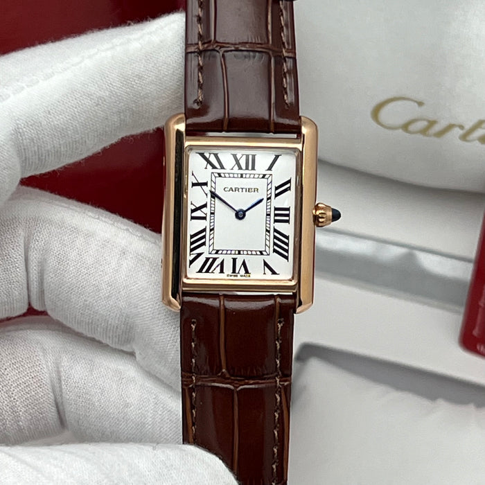 Cartier Tank Must Rose Gold Brown Leather Strap – Swiss Quartz Luxury Watch