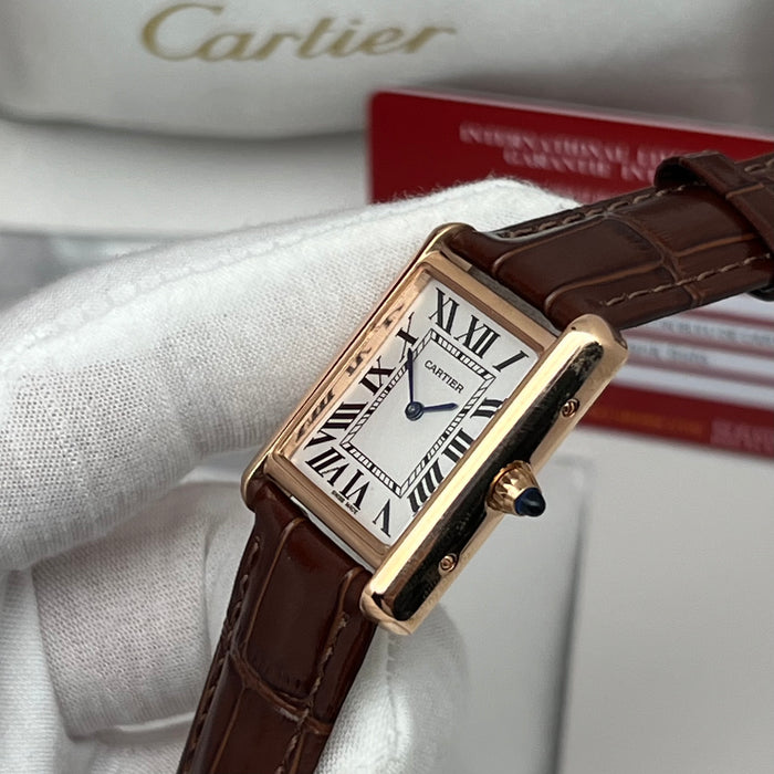 Cartier Tank Must Rose Gold Brown Leather Strap – Swiss Quartz Luxury Watch