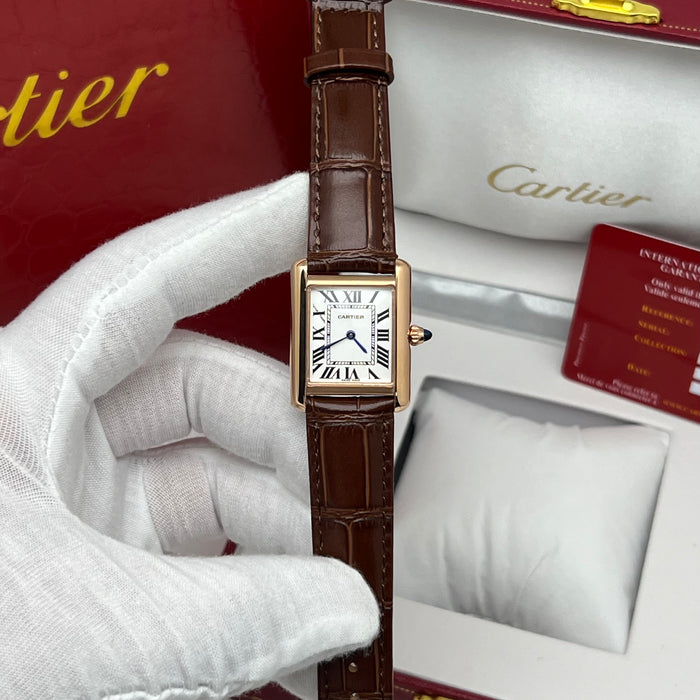 Cartier Tank Must Rose Gold Brown Leather Strap – Swiss Quartz Luxury Watch