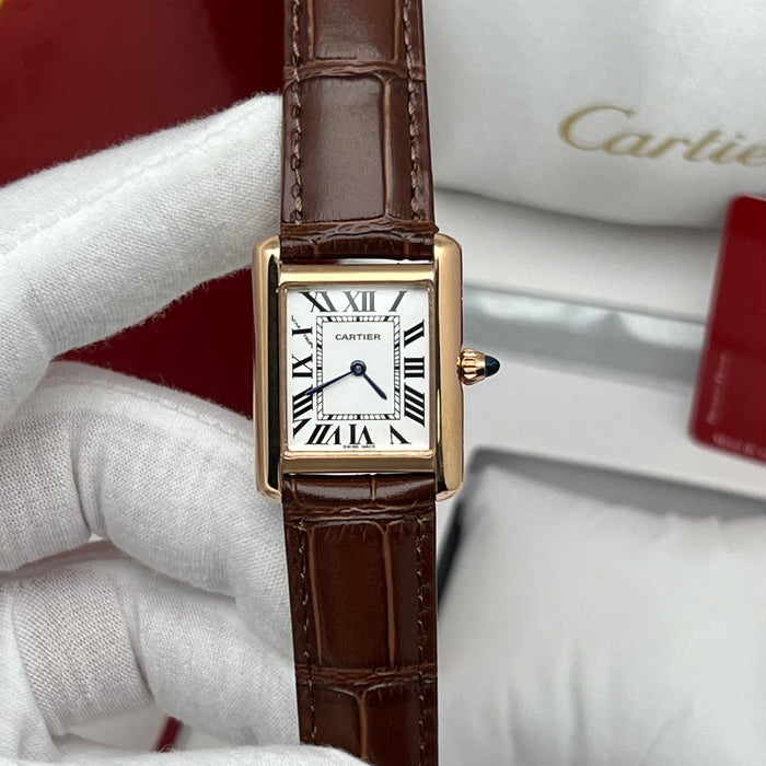 Cartier Tank Must Rose Gold Brown Leather Strap – Swiss Quartz Luxury Watch