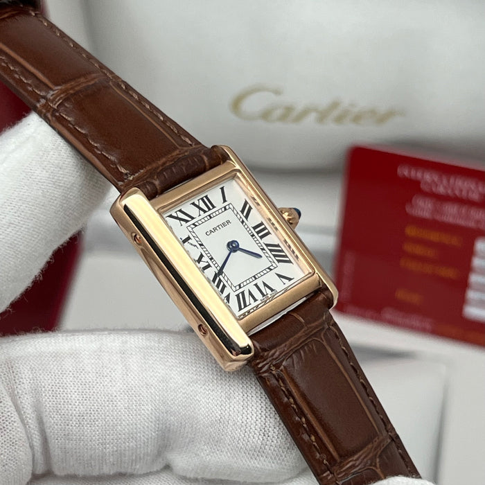 Cartier Tank Must Rose Gold Brown Leather Strap – Swiss Quartz Luxury Watch