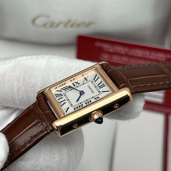 Cartier Tank Must Rose Gold Brown Leather Strap – Swiss Quartz Luxury Watch