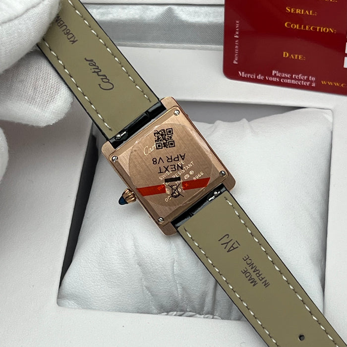 Cartier Bleu Tank SoloMust Rose Gold Brown Leather Strap – Swiss Quartz Luxury Watch