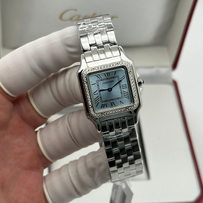 Cartier Panthère Silver Blue Dial 27 mm