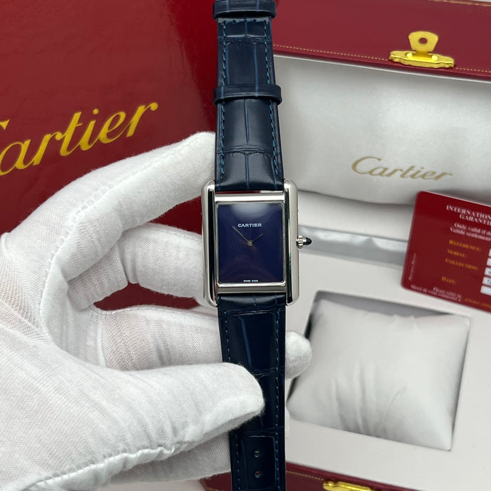 Cartier Tank Must Blue Dial 33MM – Stainless Steel Case / Blue Leather Strap
