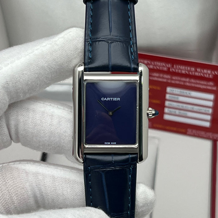Cartier Tank Must Blue Dial 33MM – Stainless Steel Case / Blue Leather Strap