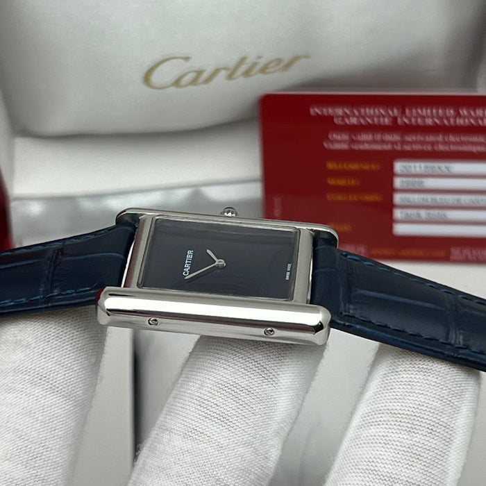 Cartier Tank Must Blue Dial 33MM – Stainless Steel Case / Blue Leather Strap