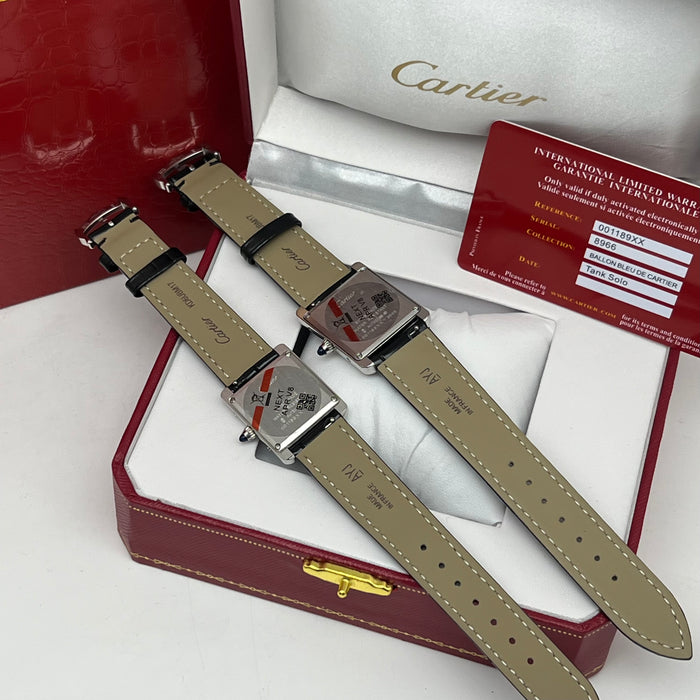 Cartier Tank Must Black Dial Stainless Steel 33MM – Black Leather Strap Swiss Quartz Watch