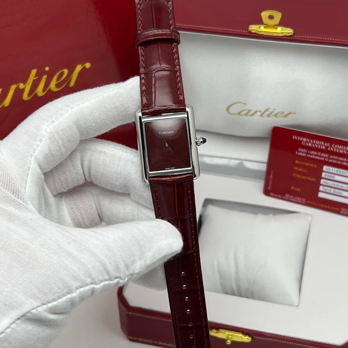 Cartier Tank Must Red Dial – Stainless Steel Case / Red Leather Strap