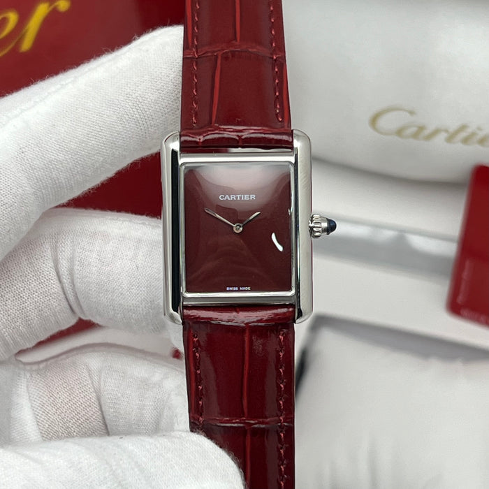 Cartier Tank Must Red Dial – Stainless Steel Case / Red Leather Strap