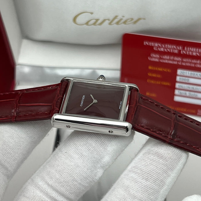 Cartier Tank Must Red Dial – Stainless Steel Case / Red Leather Strap