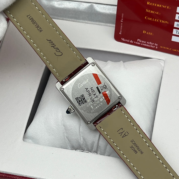 Cartier Tank Must Red Dial – Stainless Steel Case / Red Leather Strap