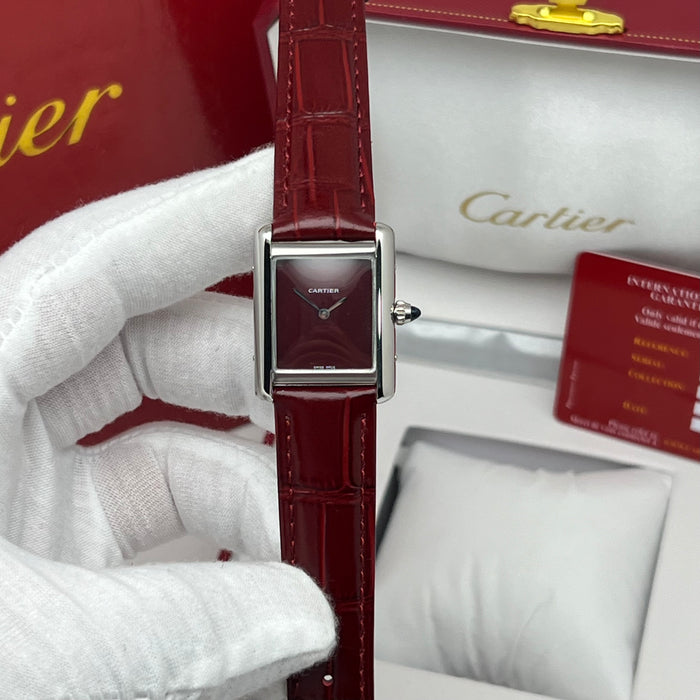 Cartier Tank Must Red Dial – Stainless Steel Case / Red Leather Strap