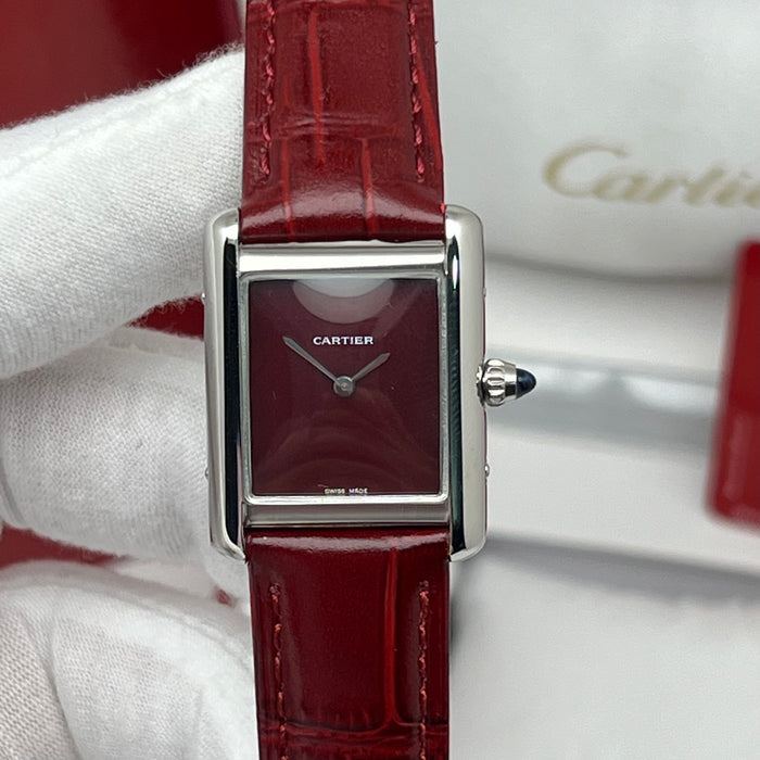 Cartier Tank Must Red Dial – Stainless Steel Case / Red Leather Strap