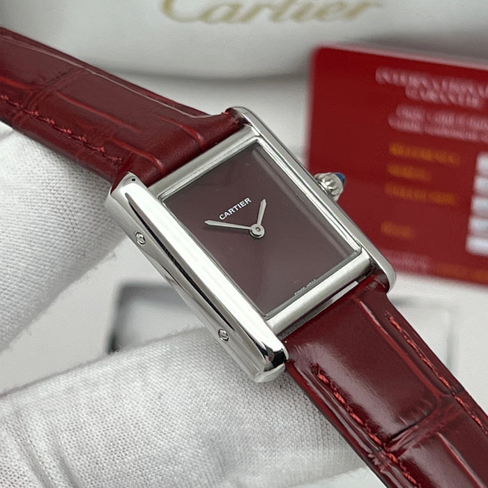 Cartier Tank Must Red Dial – Stainless Steel Case / Red Leather Strap