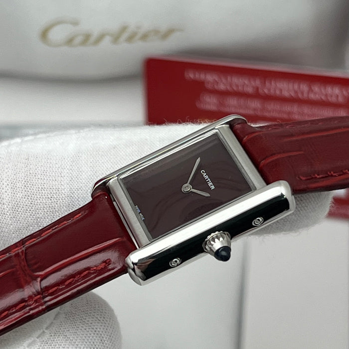 Cartier Tank Must Red Dial – Stainless Steel Case / Red Leather Strap
