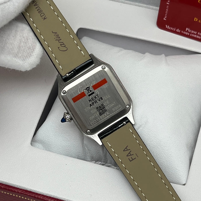 Cartier Santos Two-Tone Steel & Rose Gold – White Dial Black Leather Luxury Watch