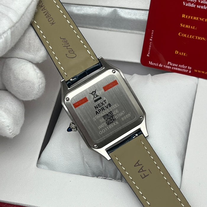 Cartier Santos Couple Set Two-Tone Rose Gold & Steel – Blue Leather Strap His & Hers