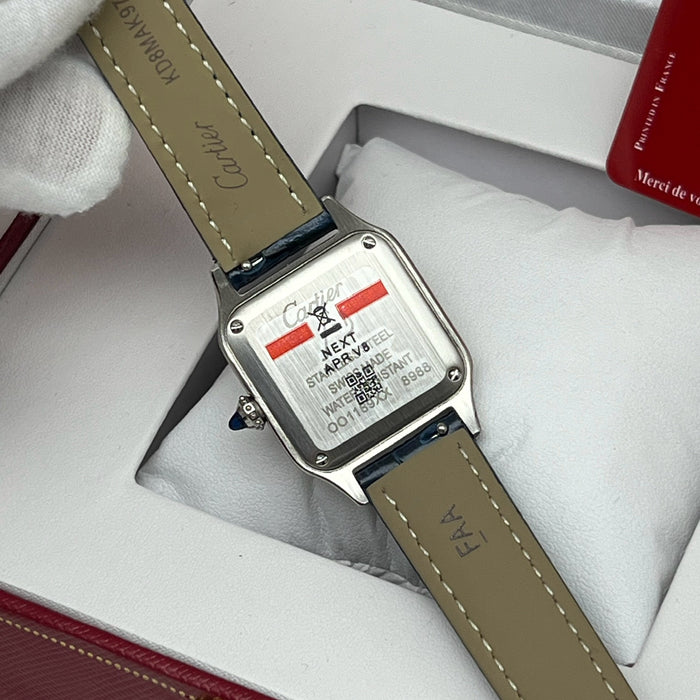 Cartier Santos Couple Set Two-Tone Rose Gold & Steel – Blue Leather Strap His & Hers