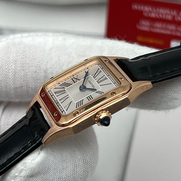 Cartier Santos Couple Set Two-Tone Rose Gold & Steel – Black Leather Strap His & Hers Watches