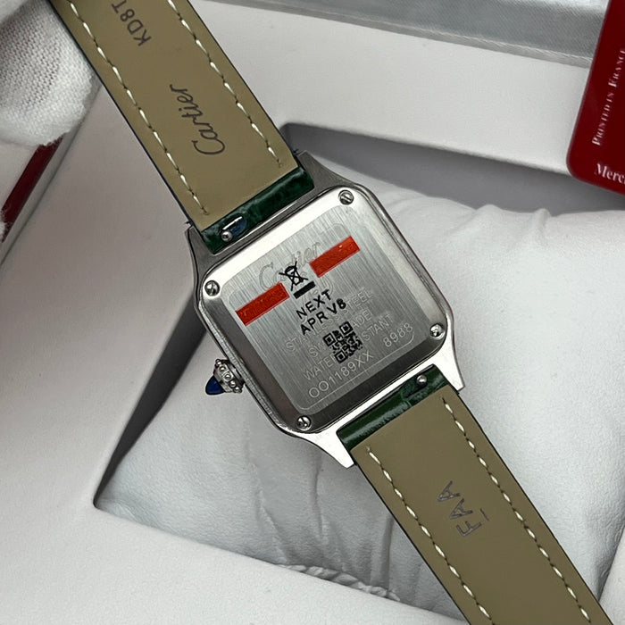 Cartier Santos Mini Two-Tone Rose Gold & Steel 26MM – Green Leather Strap Women’s Luxury Watch