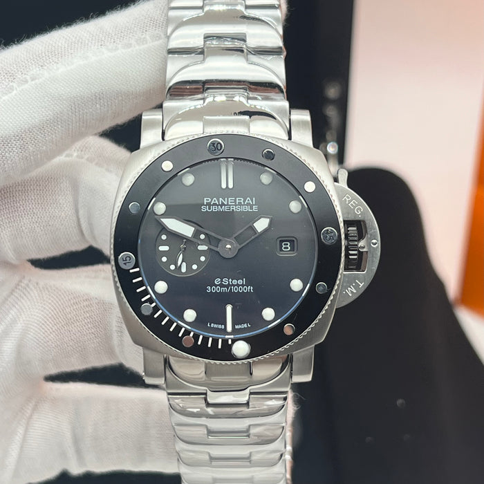 Panerai Submersible eSteel Black Dial Stainless Steel Diver 44MM Watch