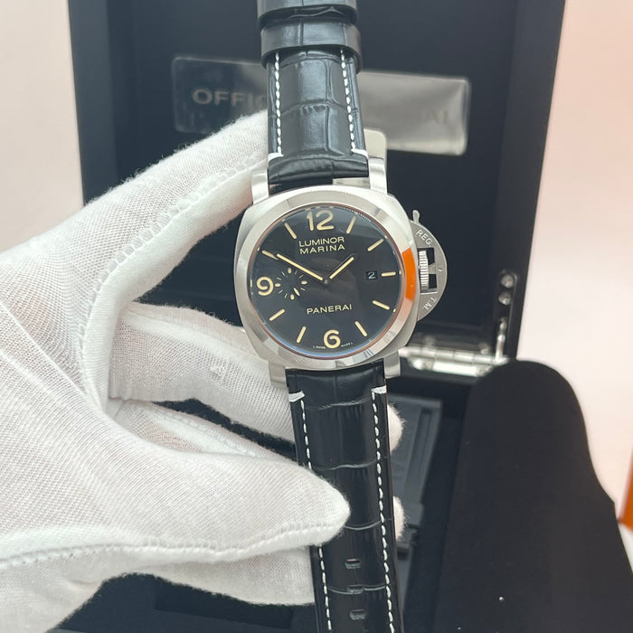 Panerai Luminor Marina Black Dial Automatic Leather Strap 44MM Watch