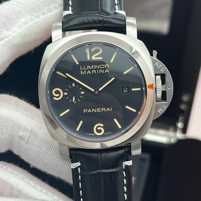 Panerai Luminor Marina Black Dial Automatic Leather Strap 44MM Watch