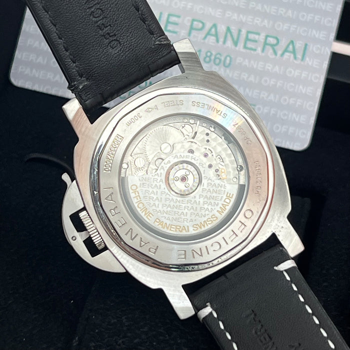 Panerai Luminor GMT Power Reserve Black Dial 44MM Leather Strap Watch