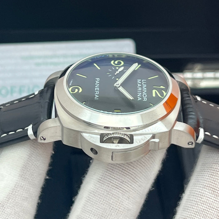 Panerai Luminor Marina Black Dial 44MM Leather Strap Watch