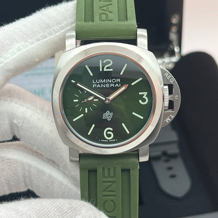 Panerai Luminor Green Dial Automatic PAM Series 44MM Rubber Strap Watch