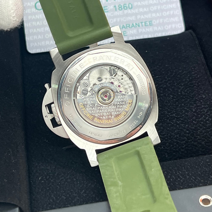 Panerai Luminor Green Dial Automatic PAM Series 44MM Rubber Strap Watch