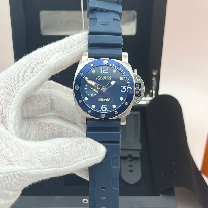 Panerai Submersible Blue Edition PAM Bezel Automatic Diver 44MM Watch