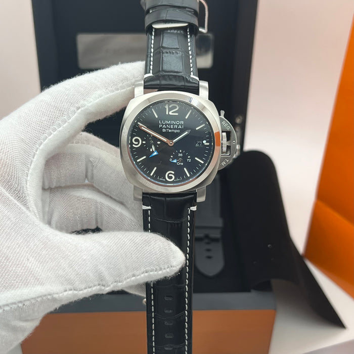 Panerai Luminor BiTempo GMT PAM Blue Accent Black Dial Automatic 44MM Watch