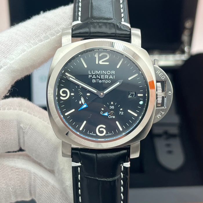Panerai Luminor BiTempo GMT PAM Blue Accent Black Dial Automatic 44MM Watch