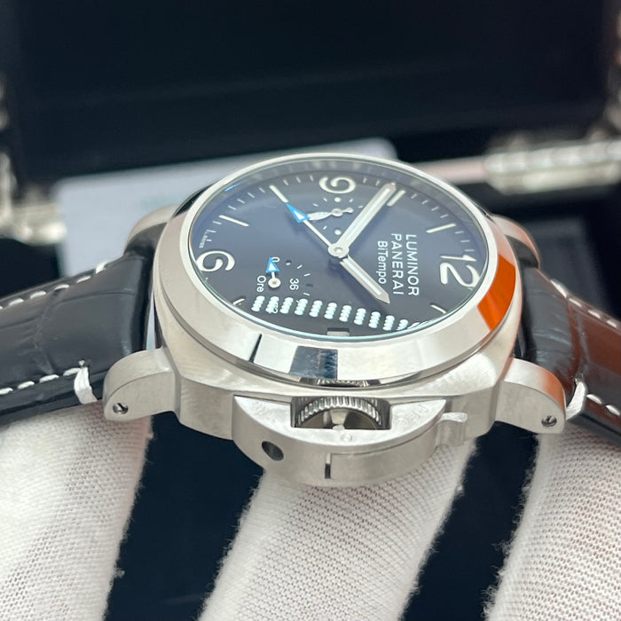 Panerai Luminor BiTempo GMT PAM Blue Accent Black Dial Automatic 44MM Watch