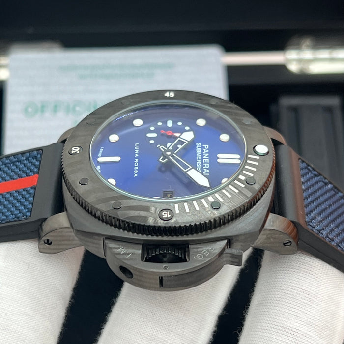 Panerai Submersible Luna Rossa PAM Style 44MM – Forged Carbon Blue Dial