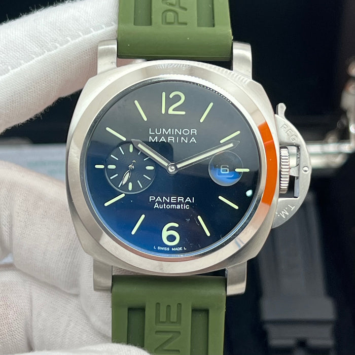 Panerai Luminor Marina Automatic PAM Style 44MM – Black Dial Olive Green Strap