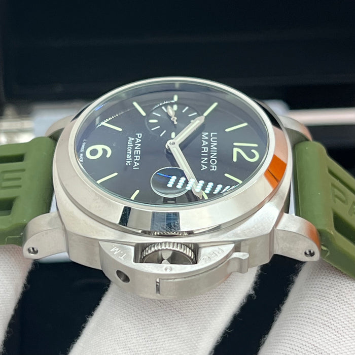 Panerai Luminor Marina Automatic PAM Style 44MM – Black Dial Olive Green Strap