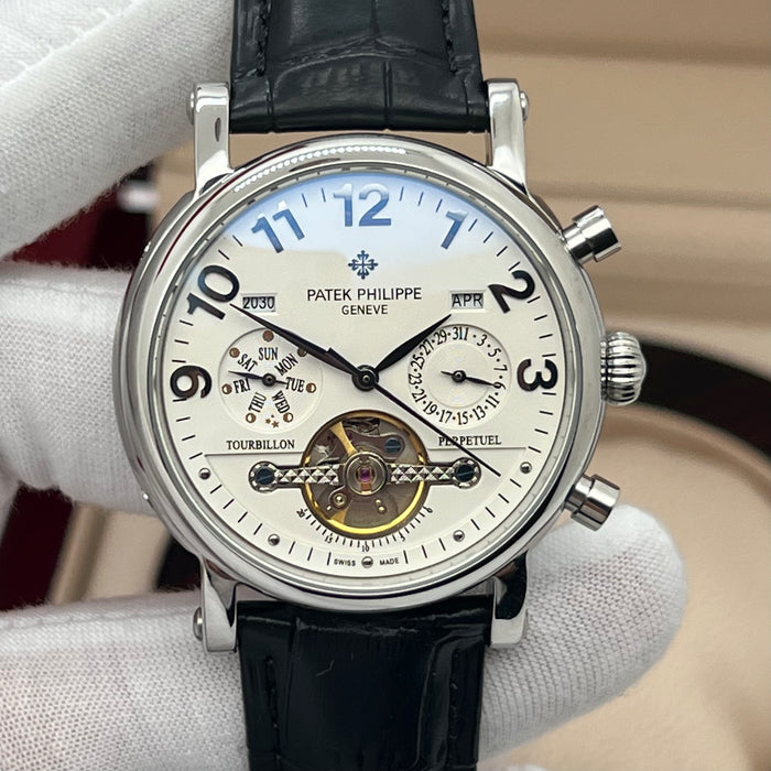 Patek Philippe Grand Complications Tourbillon Silver 42MM White Dial Watch