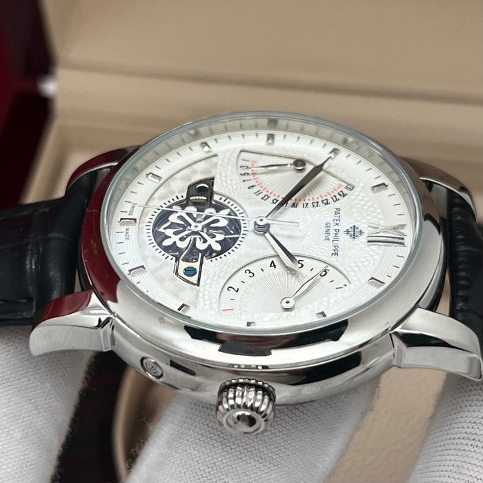 Patek Philippe Open Heart Automatic Silver 42MM White Dial Watch