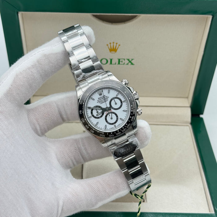 Rolex Daytona 2024 Steel Rim Bezel Ceramic Stainless Steel White Dial 40 MM