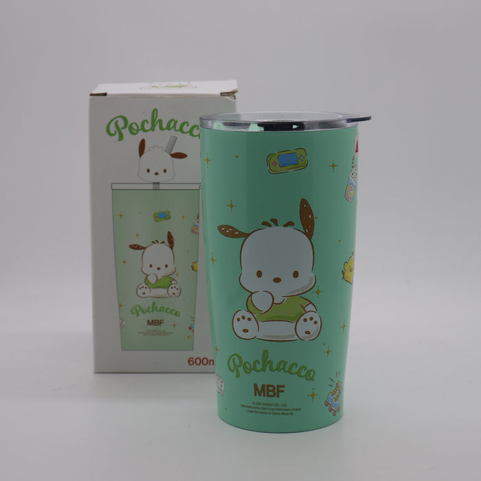 Stainless Steel Water Bottle Cute Cup With Straw Double Drink 600ml