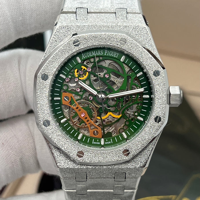 Audemars Piguet Royal Oak Double Balance Wheel Openworked – Frosted White Gold & Green Movement