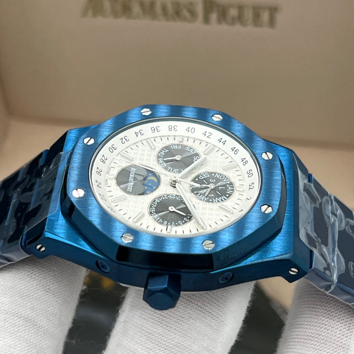 Audemars Piguet Royal Oak Perpetual Calendar – Blue Ceramic & Silver Tapisserie Dial