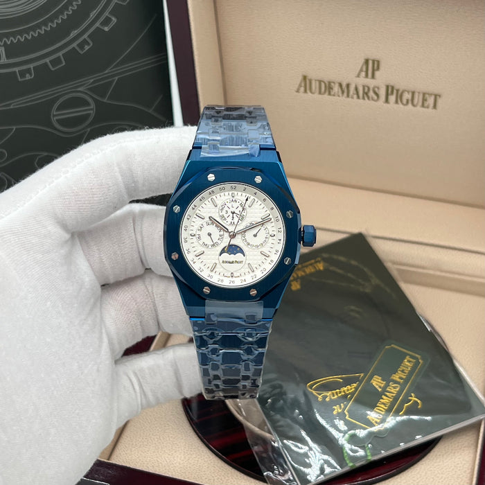 Audemars Piguet Royal Oak Perpetual Calendar – Blue Ceramic & White Tapisserie Dial